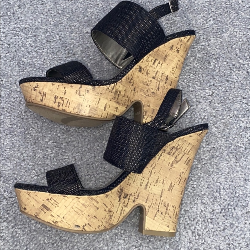 *FREE WITH PURCHASE Fioni Black Accented Cork Heels
